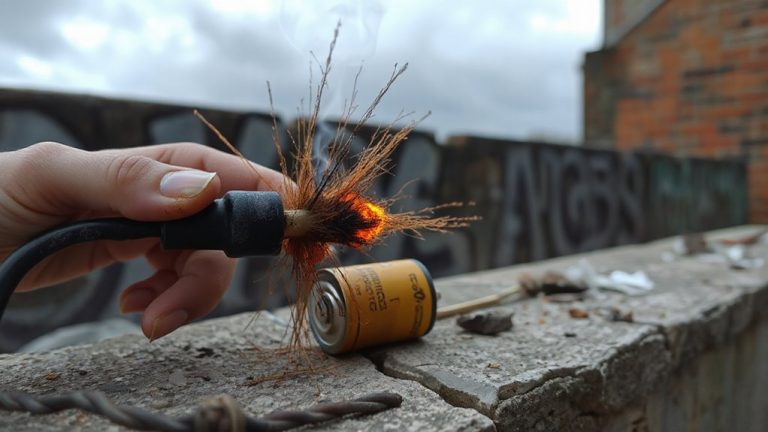 battery sparks ignite wool
