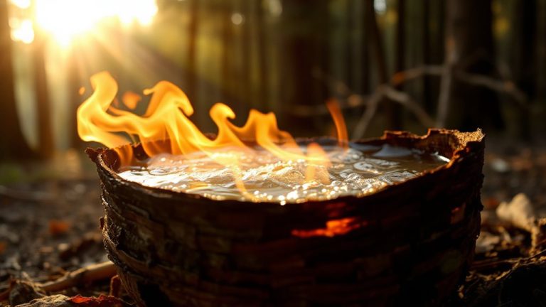 boiling water in birch bark