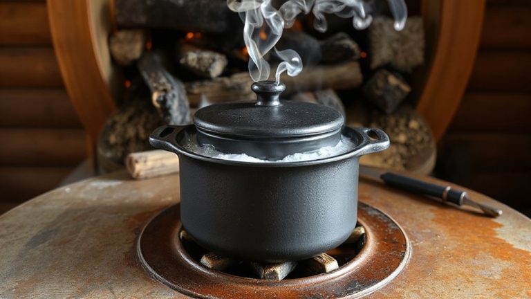 boiling water on wood stove