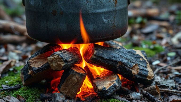 boiling water with foraged wood