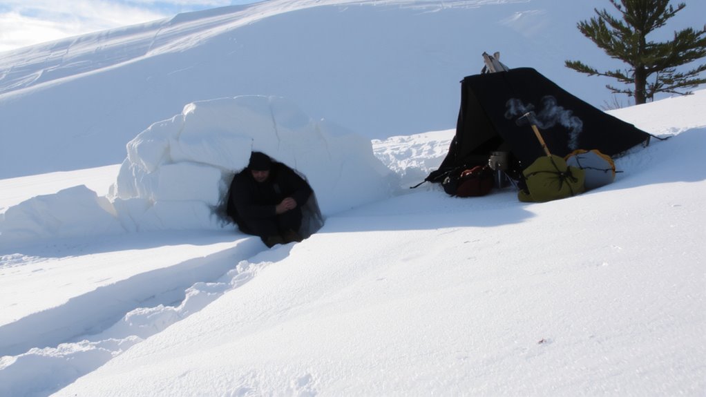 build insulated snow cave shelter