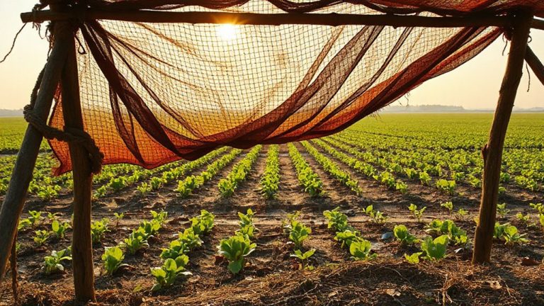 camouflage netted agricultural shelter