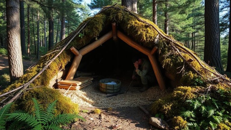 camouflaged survival shelter construction