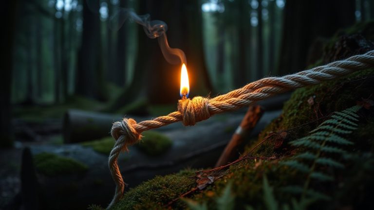 candle and cotton rope burn