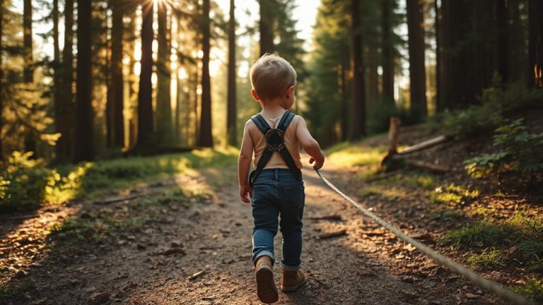 child leashes linked to parent pack