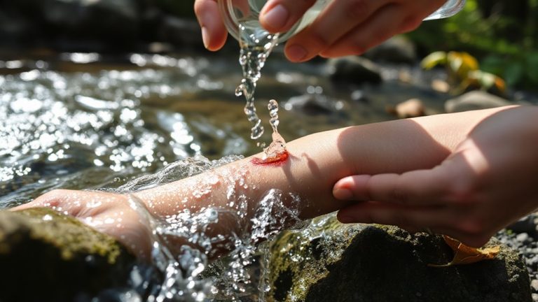 clean wound with stream water