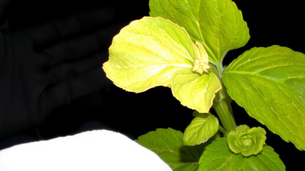 deeply divided palmate leaves