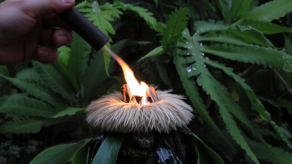 dry inner bark ignites