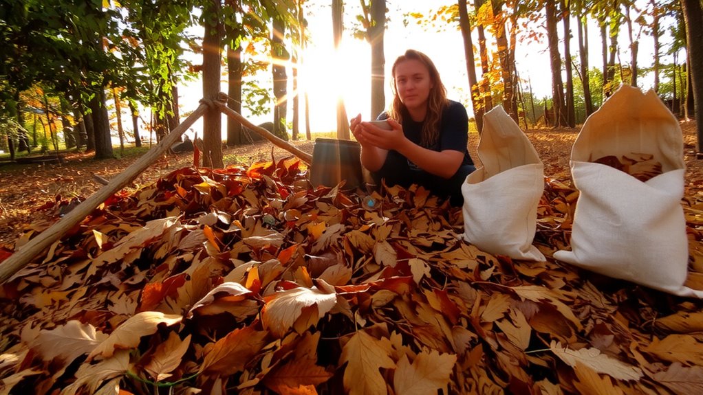 dry leaves for warmth