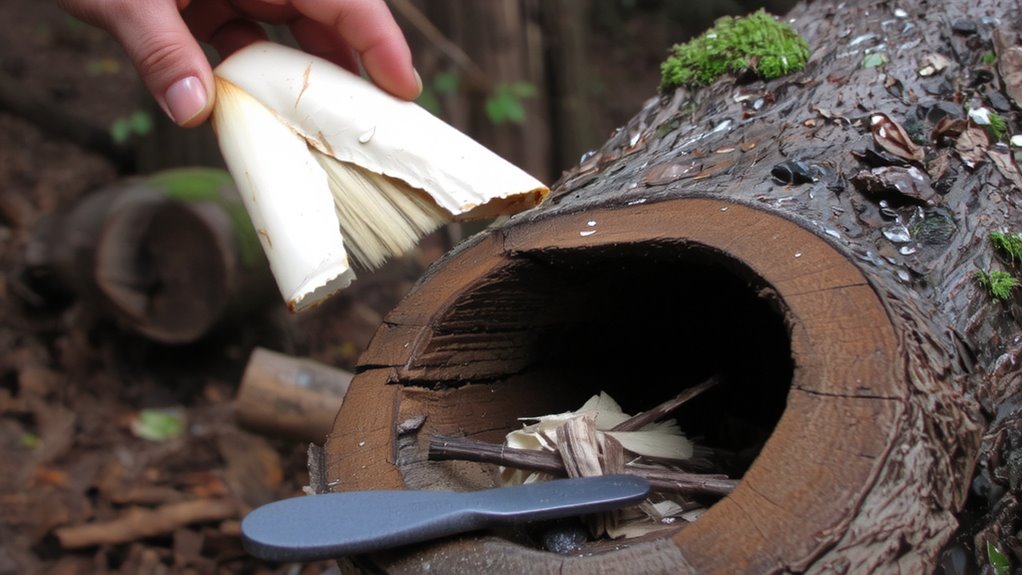 dry tinder in wet weather