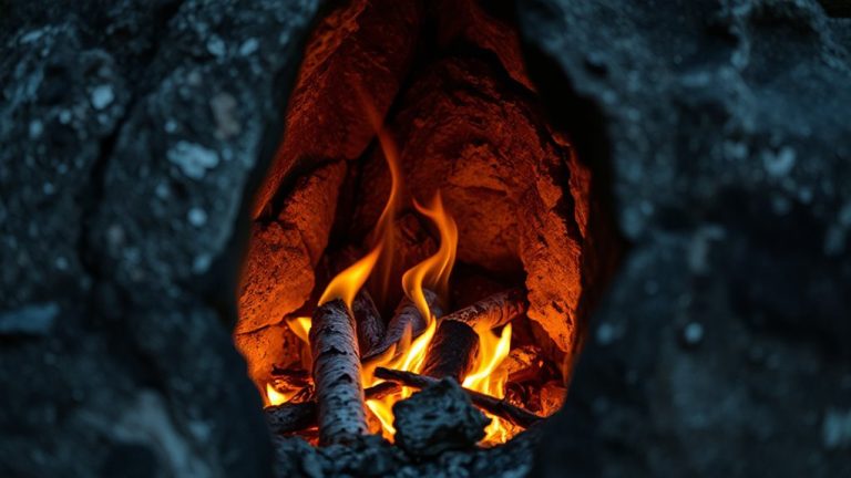 fire in rock crevice
