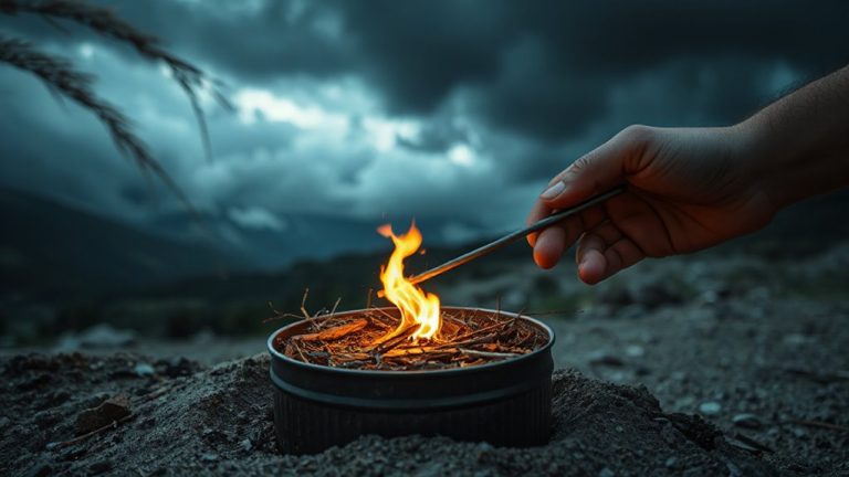 fire tin ignites tinder nest