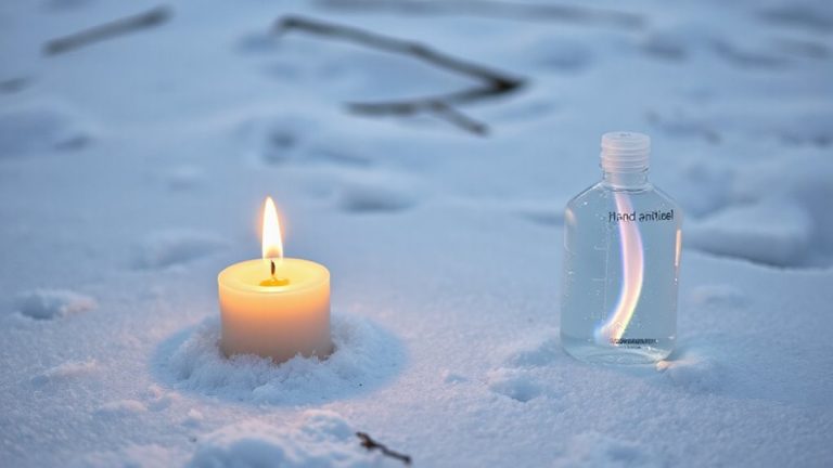 flame from sanitizer and candle