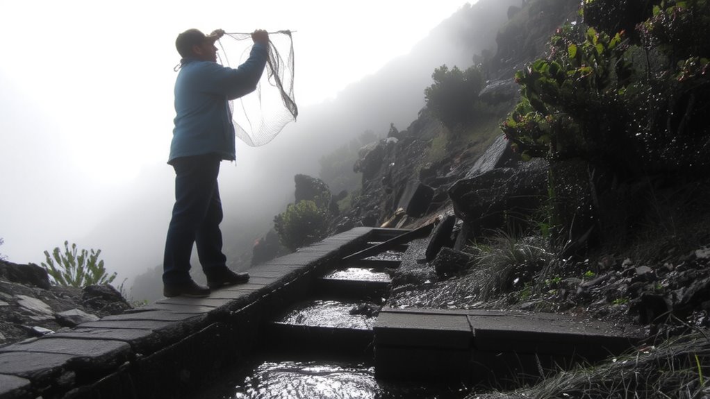 fog nets capture droplets