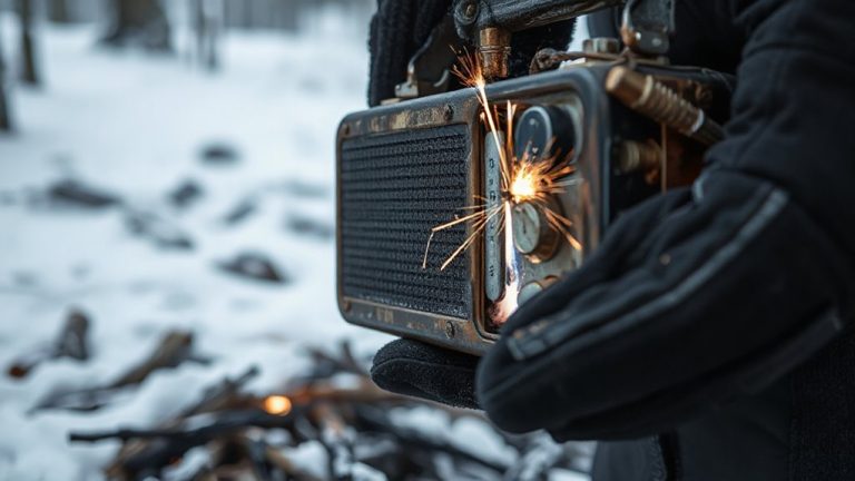 hand crank radio battery sparks fire