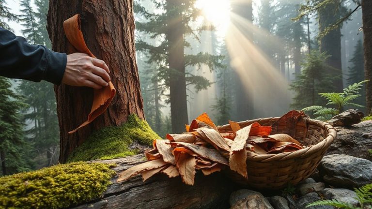 harvest dry cedar bark
