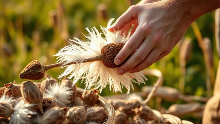 harvest dry milkweed fluff