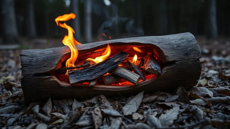 hollow log fire building