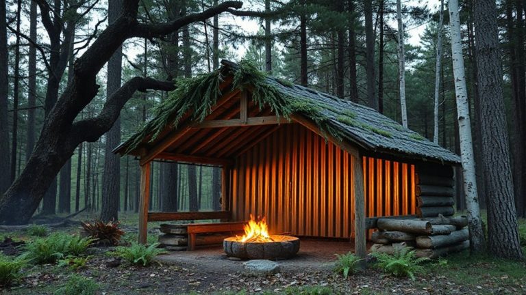 lean to with reflective fireplace