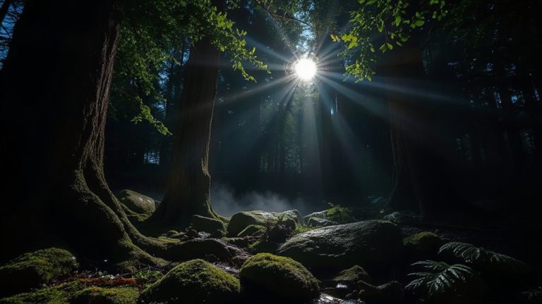 moonlight under tree canopies