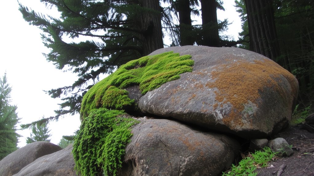 moss grows on shaded moist sides