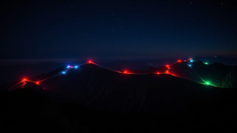 nighttime valley beacon lights