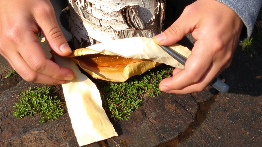 pale peeling bark flakes