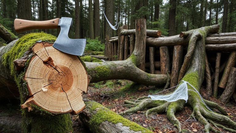 raised bed shelter using fallen timber