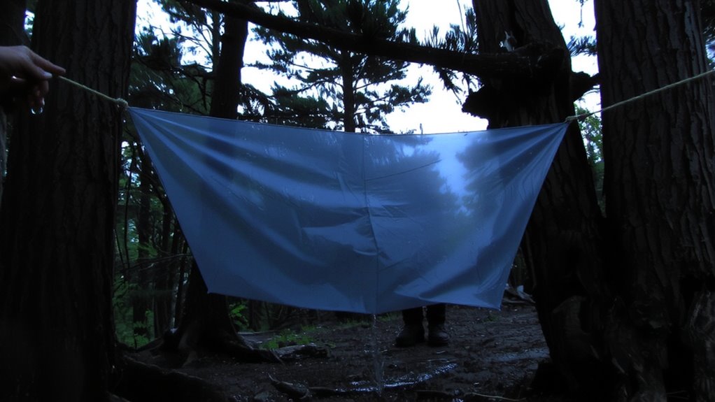 secure tarp with natural anchors