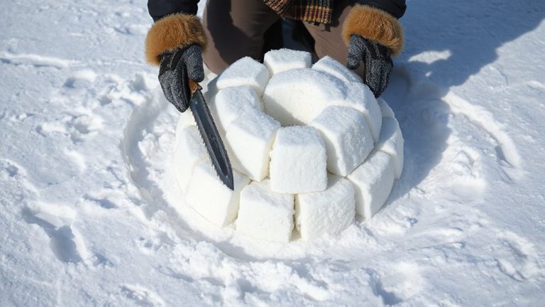 snow block igloo building