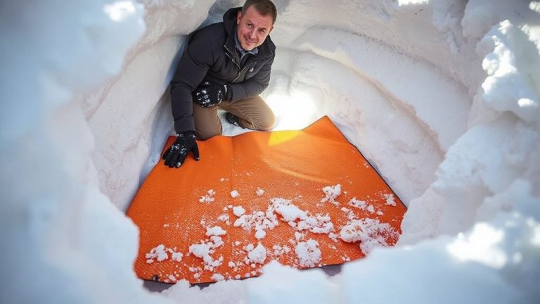 snow pit shelter with insulated floor