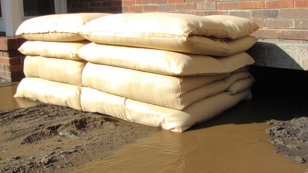 stack sandbags tightly and staggeredly