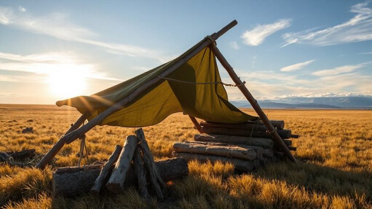 tarp and branch shelter construction