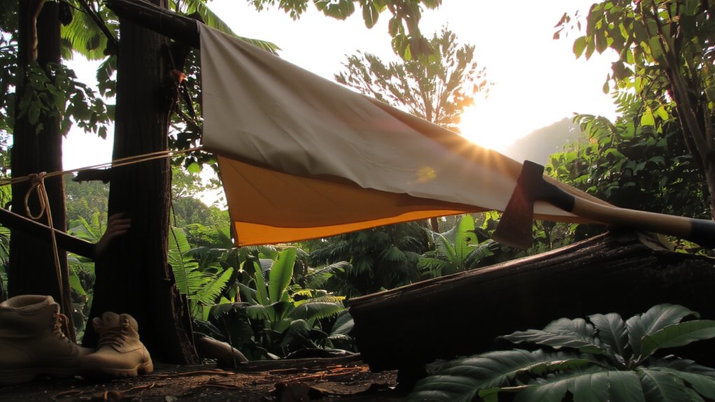 tarp enclosure ensures dryness