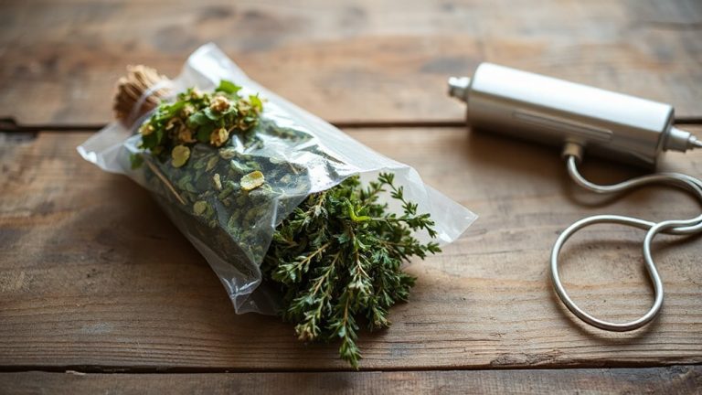 vacuum sealing dehydrated herbs